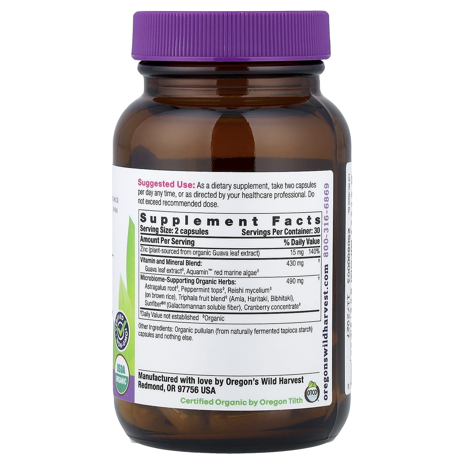 Oregon's Wild Harvest, Organic Zinc, 60 Organic Vegan Capsules