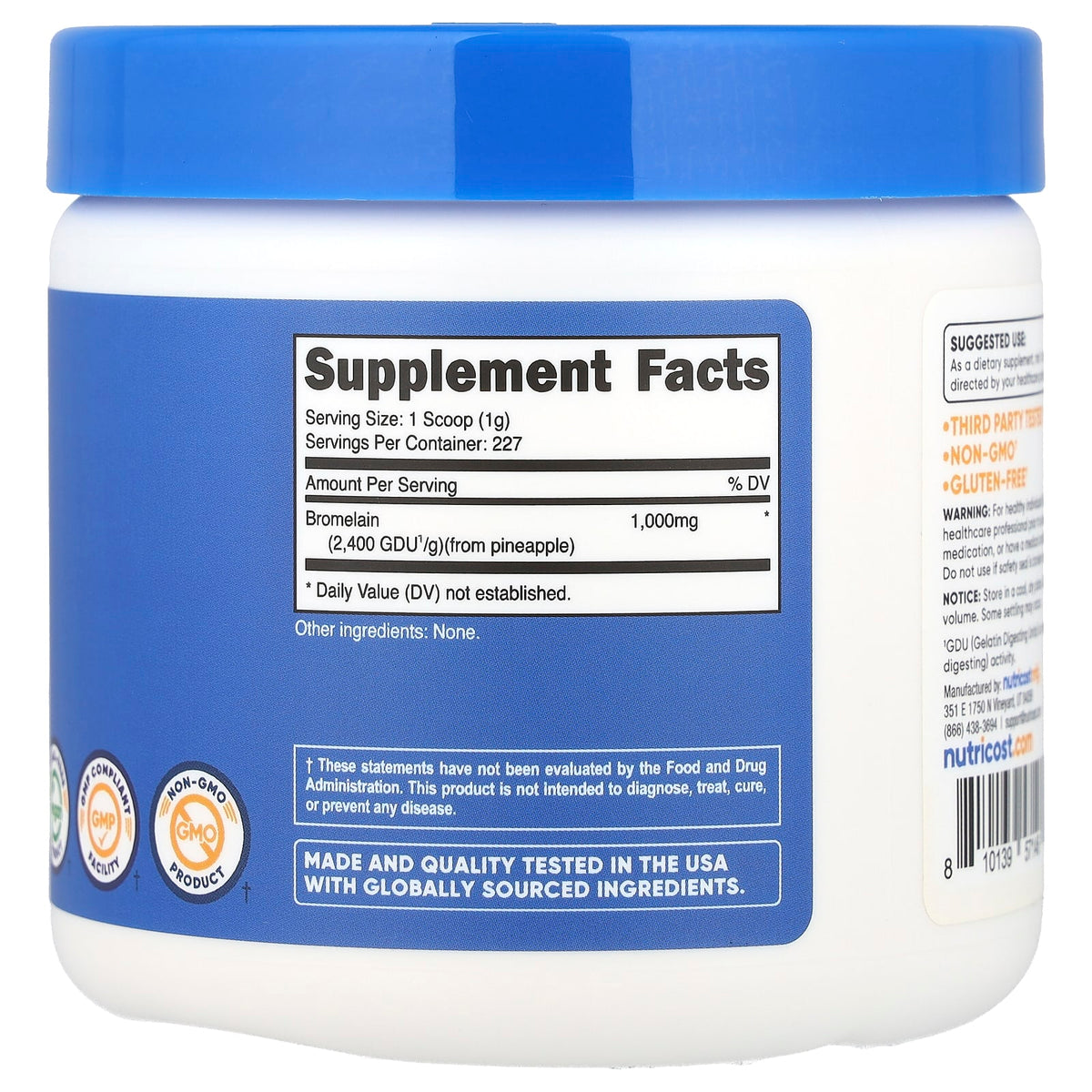 Nutricost, Bromelain, Unflavoured, 8.1 oz (227 g)
