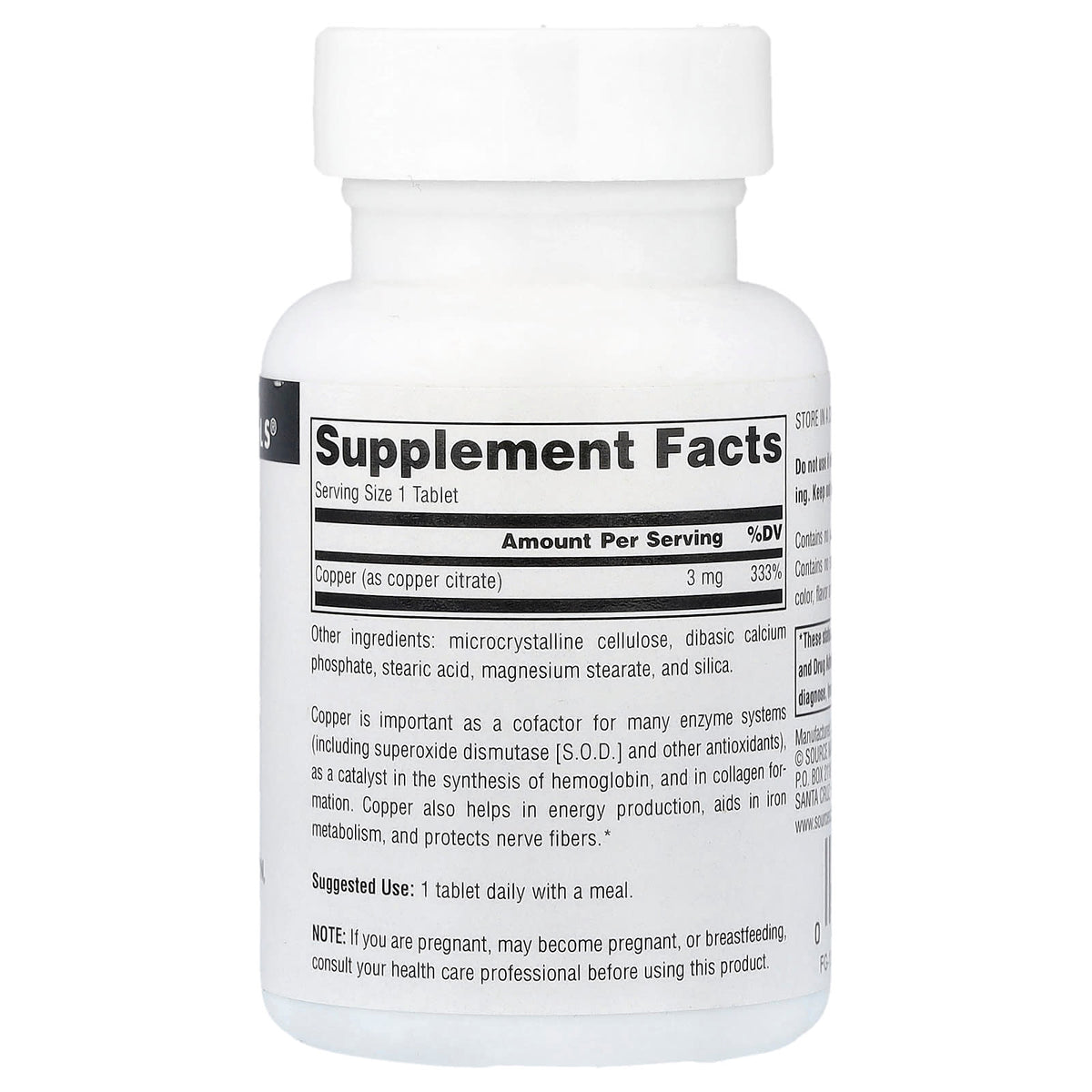 Source Naturals Copper 3 mg 60 Tablets