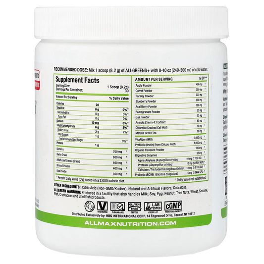 ALLMAX, ALLGREENS+®, Lemon Lime, 8.68 oz (246 g)
