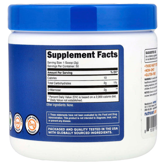 Nutricost, D-Mannose, Unflavoured, 3.6 oz (100 g)