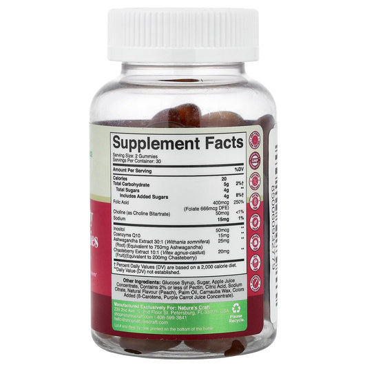 Nature's Craft, Female Fertility Support Gummies, Peach, 60 Gummies