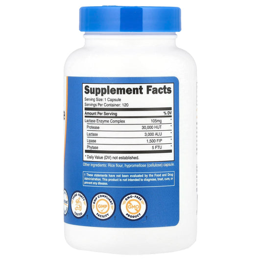 Nutricost, Lactase Enzyme Complex, 3,000 ALU, 120 Capsules