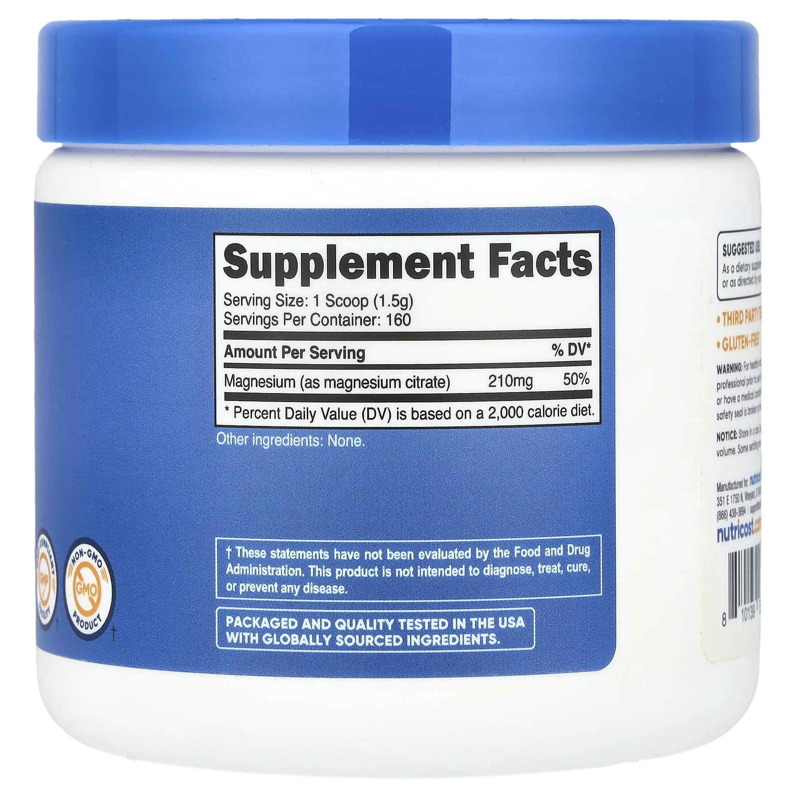 Nutricost, Magnesium Citrate, Unflavoured, 8.9 oz (250 g)