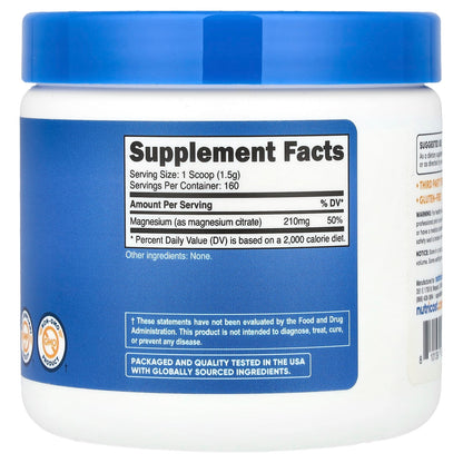 Nutricost, Magnesium Citrate, Unflavoured, 8.9 oz (250 g)