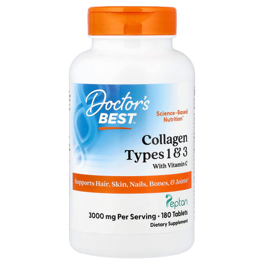 Doctor's Best, Collagen Types 1 and 3 with Peptan and Vitamin C, 180 Tablets