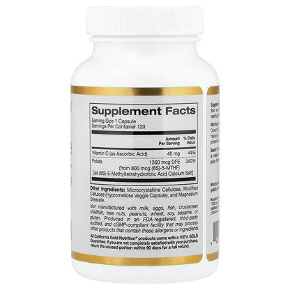 California Gold Nutrition, Methyl Folate and Vitamin C, 120 Veggie Capsules