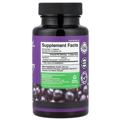 Nature's Craft, Acai Berry, 60 Capsules (600 mg per Capsule)