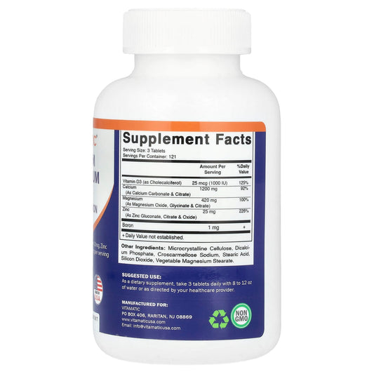 Vitamatic, Calcium, Magnesium, Zinc with D3 & Boron, 365 Coated Tablets