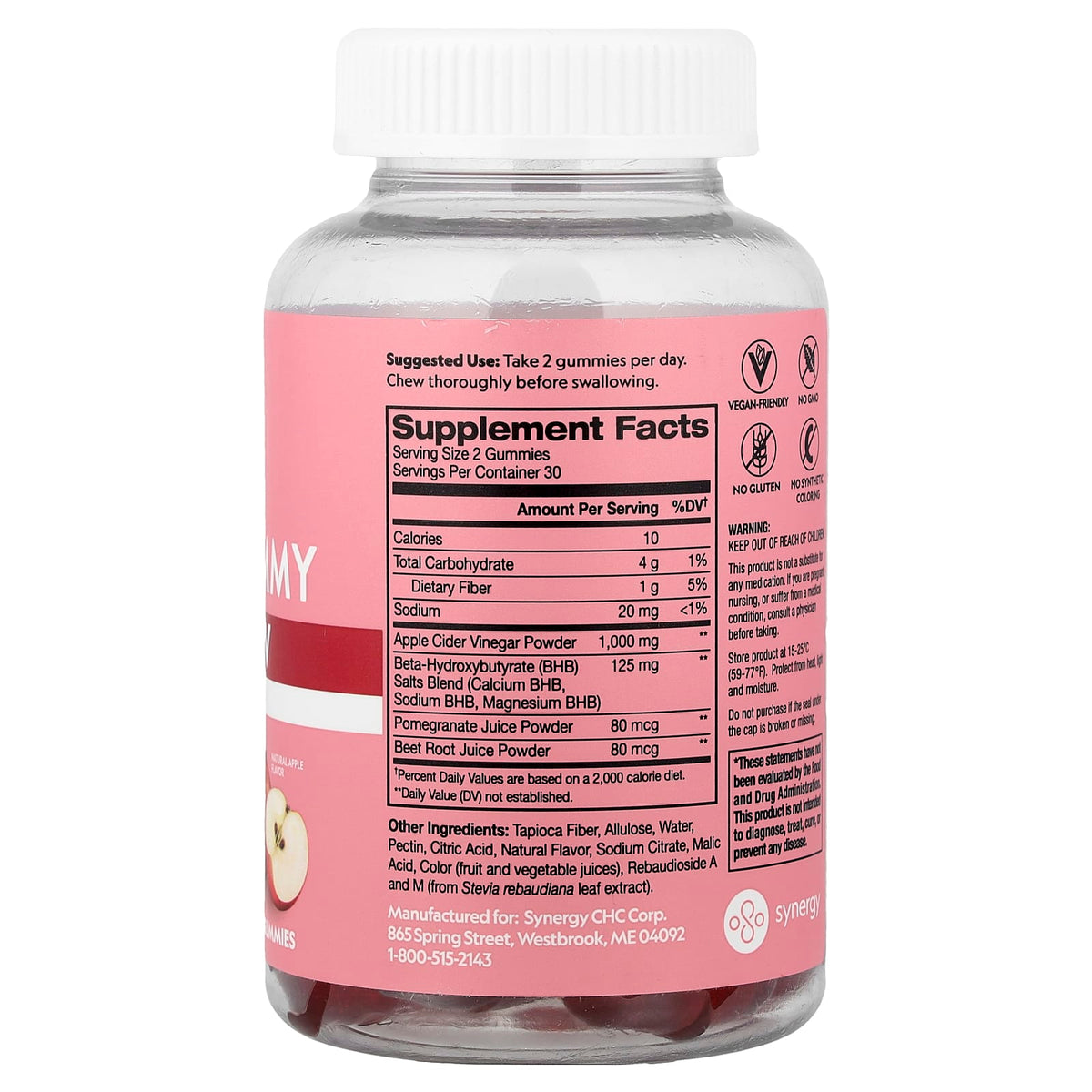 Flat Tummy Keto ACV Gummies, Natural Apple 60 Gummies