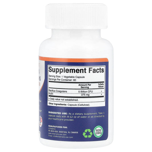 Vitamatic Bacillus Coagulans 5 Billion CFU 60 Veg Caps