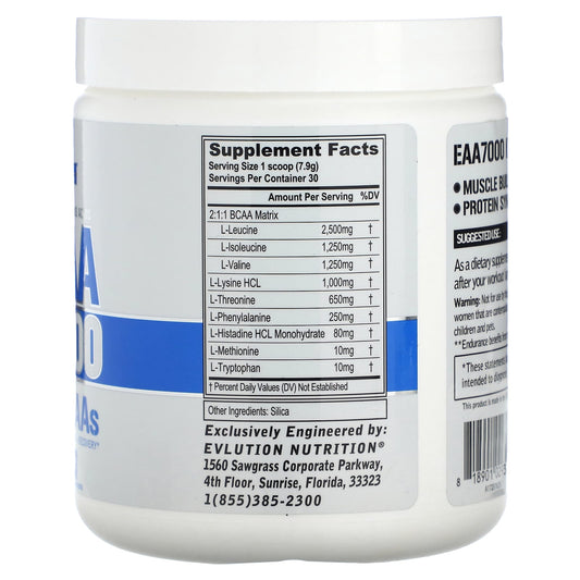 EVLution Nutrition, EAA 7000, Unflavoured, 8.4 oz (237 g)