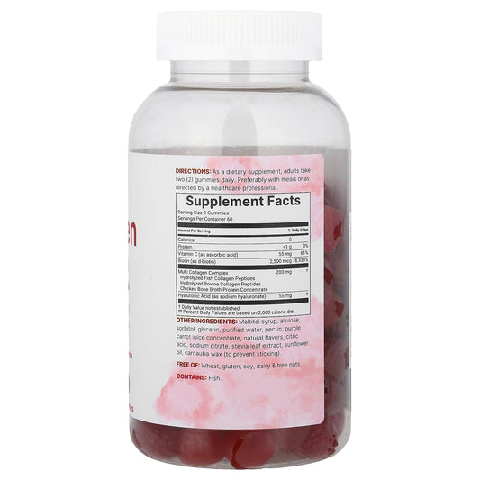 Micro Ingredients, Multi Collagen Gummies With Biotin, Vitamin C & Hyaluronic Acid, Sugar-Free, Pomegranate & Berry, 120 Gummies