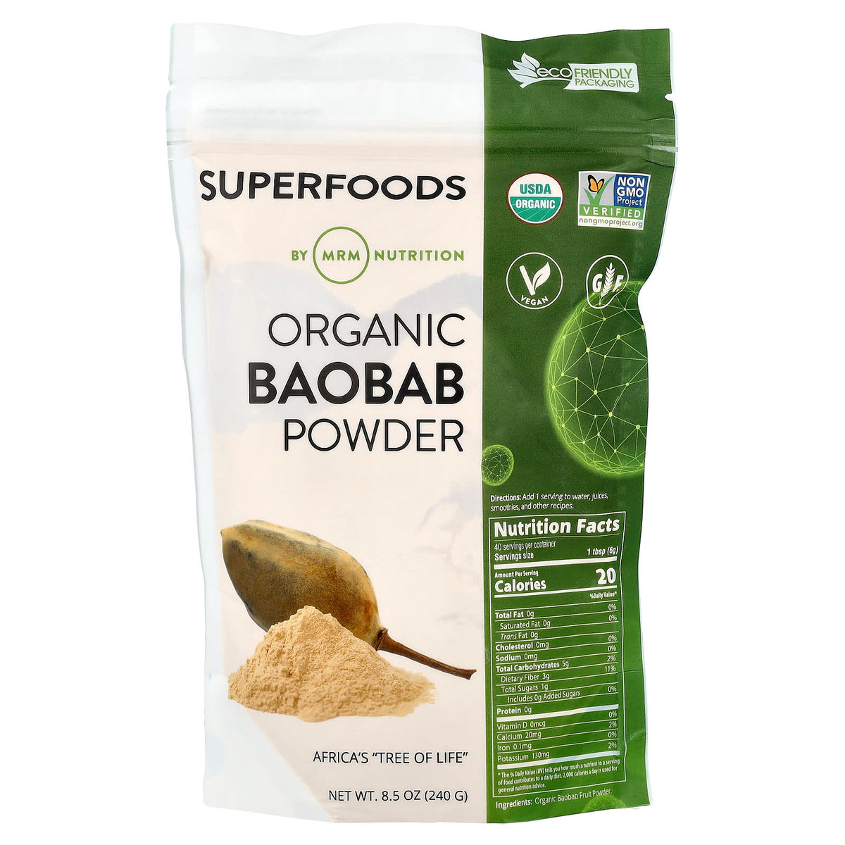 MRM, Raw Organic Baobab Powder, 8.5 oz (240 g)