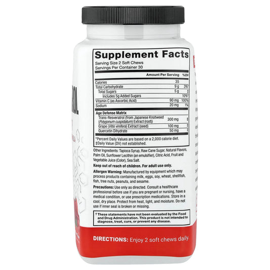 Force Factor, Resveratrol, Longevity & Anti-Ageing Formula, Mixed Berry, 60 Soft Chews