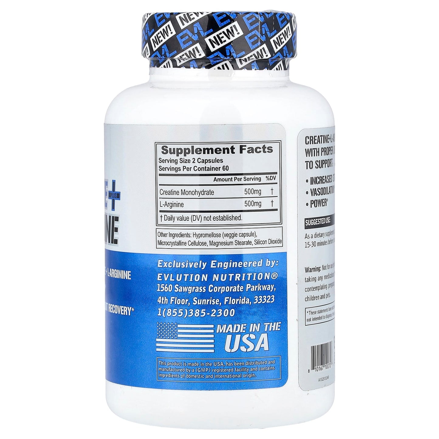 EVLution Nutrition, Creatine Plus L-Arginine, 120 Veg Capsules