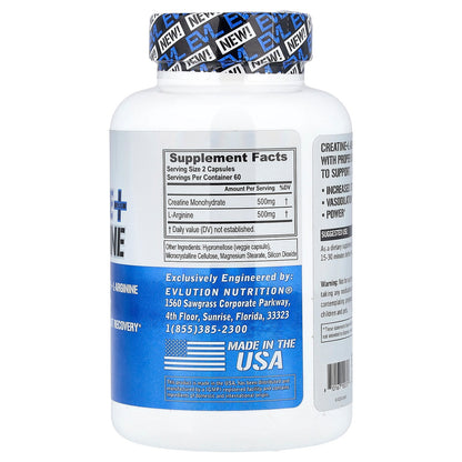 EVLution Nutrition, Creatine Plus L-Arginine, 120 Veg Capsules