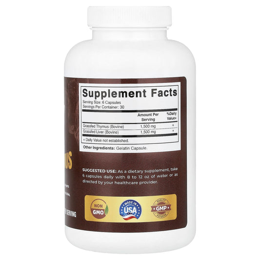 Vitamatic, Grassfed Beef Thymus with Liver, 180 Capsules