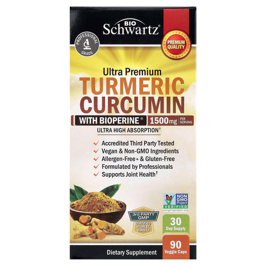 BioSchwartz, Premium Ultra Pure Turmeric Curcumin with Bioperine, 1,500 mg, 90 V