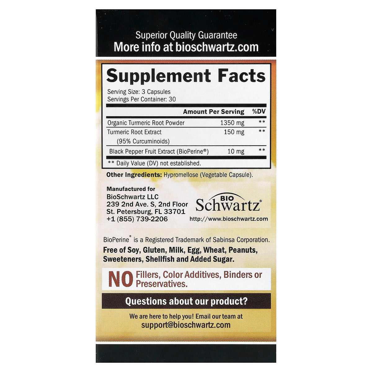 BioSchwartz, Premium Ultra Pure Turmeric Curcumin with Bioperine, 1,500 mg, 90 V