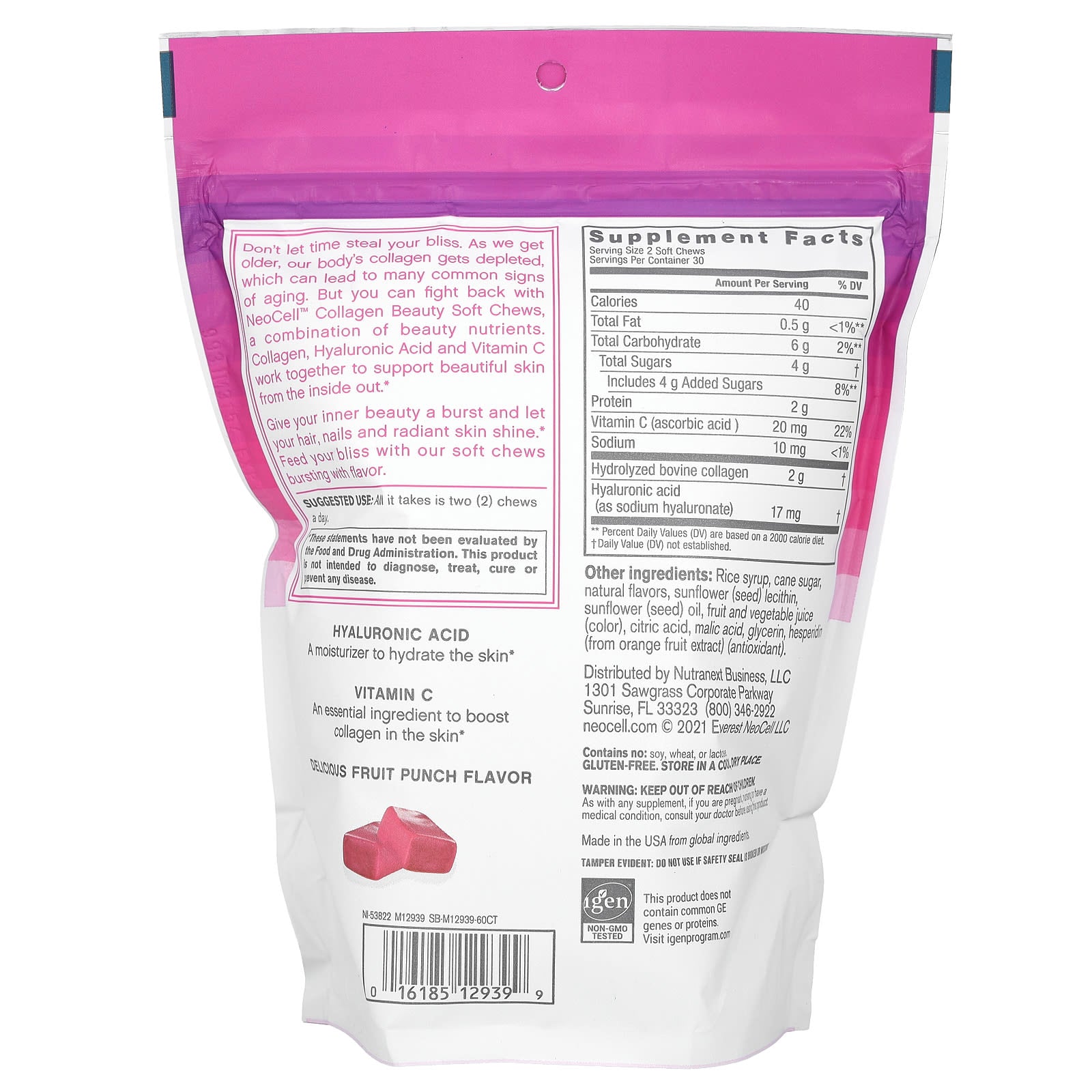 NeoCell, Collagen Beauty Soft Chews, Fruit Punch, 60 Soft Chews