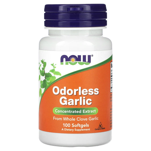 NOW Foods, Odourless Garlic, Concentrated Extract, 100 Softgels (25 mg per Softgel)