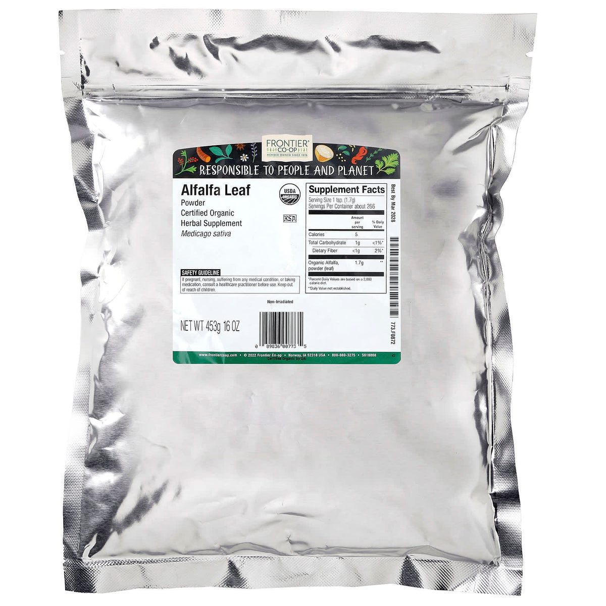 Frontier Natural Products, Organic Powdered Alfalfa Leaf, 16 oz (453 g)