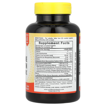 Sundance Vitamins, Triple Strength Glucosamine Chondroitin MSM & Turmeric, 120 Coated Tablets