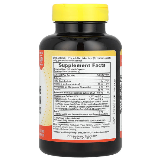 Sundance Vitamins, Triple Strength Glucosamine Chondroitin MSM & Turmeric, 120 Coated Tablets