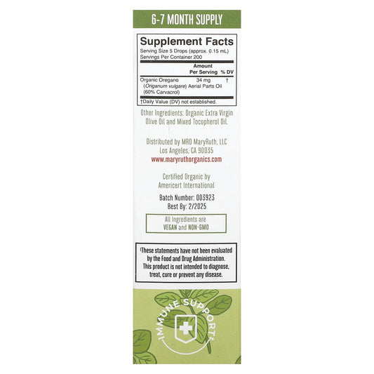 MaryRuth's, Organic Oil of Oregano Liquid Drops, 1 fl oz (30 ml)