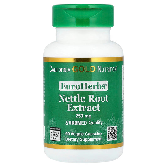 California Gold Nutrition, EuroHerbs®, Nettle Root Extract, Euromed Quality, 250 mg, 60 Veggie Capsules