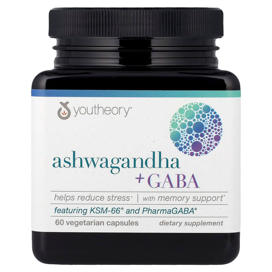 Youtheory, Ashwagandha + GABA, 60 Vegetarian Capsules
