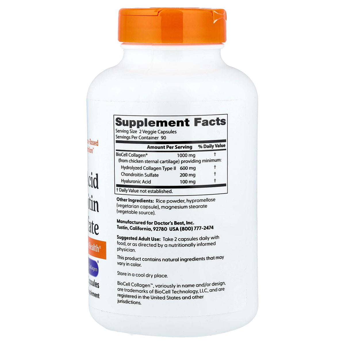 Doctor's Best, Hyaluronic Acid + Chondroitin Sulfate, 180 Veggie Caps