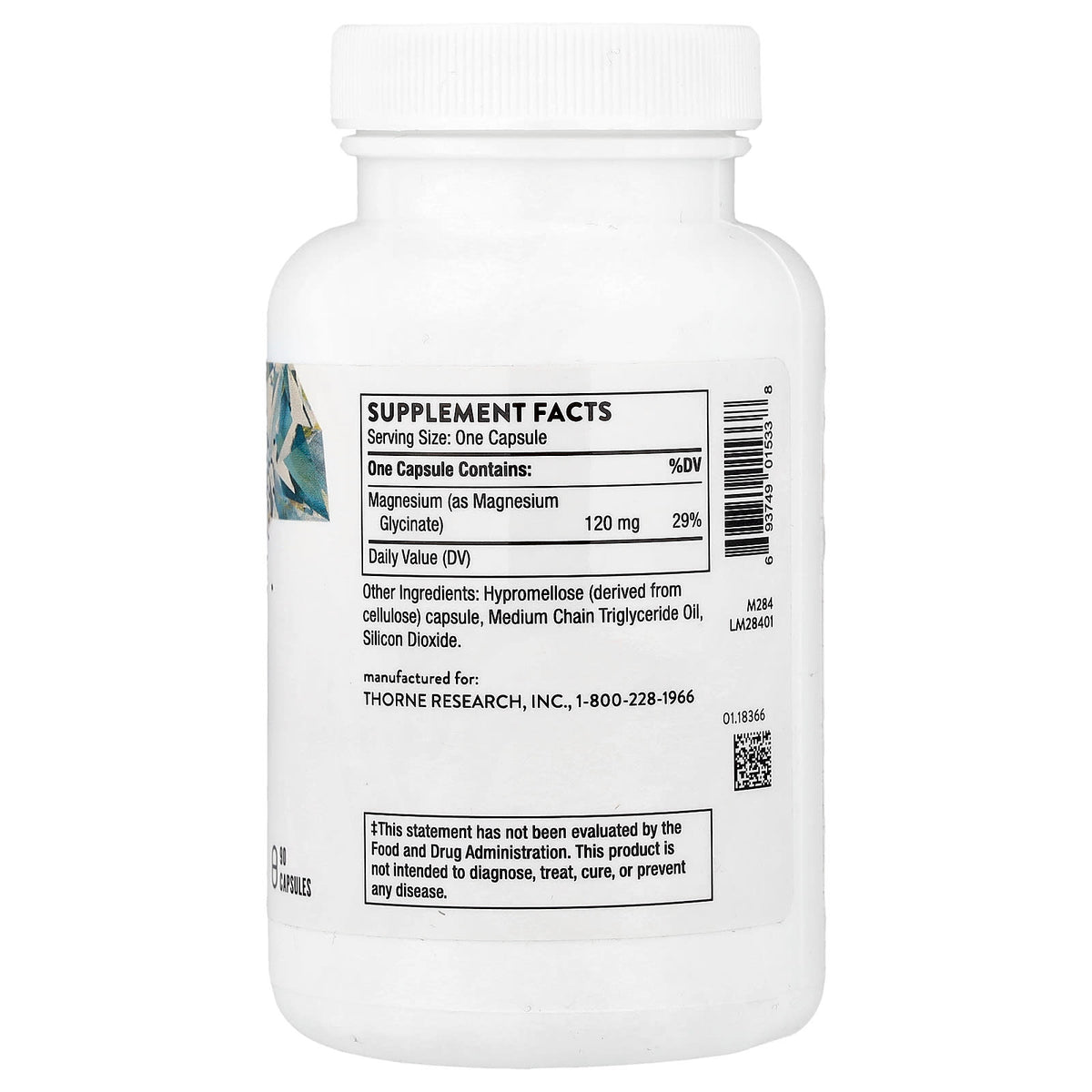 Thorne Magnesium Glycinate 120 mg 90 Caps