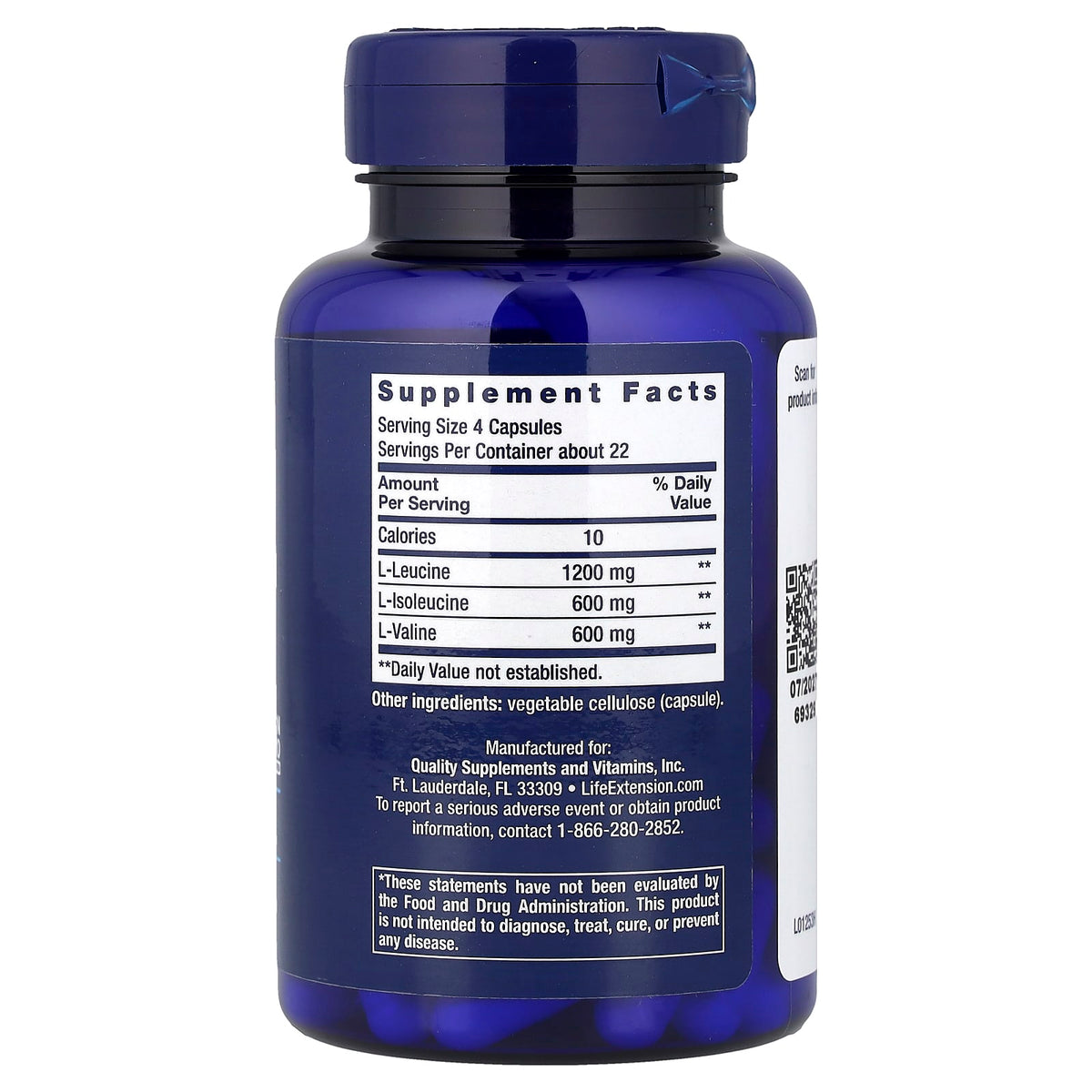 Life Extension Branched Chain Amino Acids 90 Caps