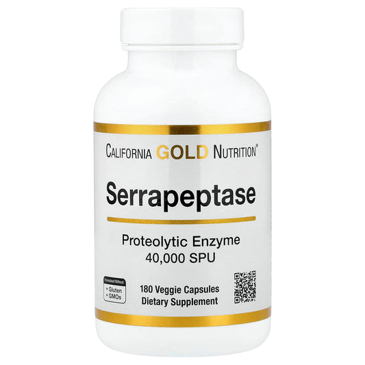 California Gold Nutrition, Serrapeptase, Proteolytic Enzyme, 40,000 SPUs, 180 Veg Capsules