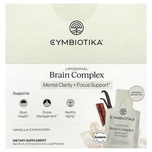 Cymbiotika, Liposomal Brain Complex, Vanilla Cinnamon, 26 Liquid Packets, 5 ml (0.17 fl oz) Each