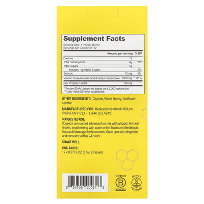 Beekeeper's Naturals Vitamin C 12 Packets