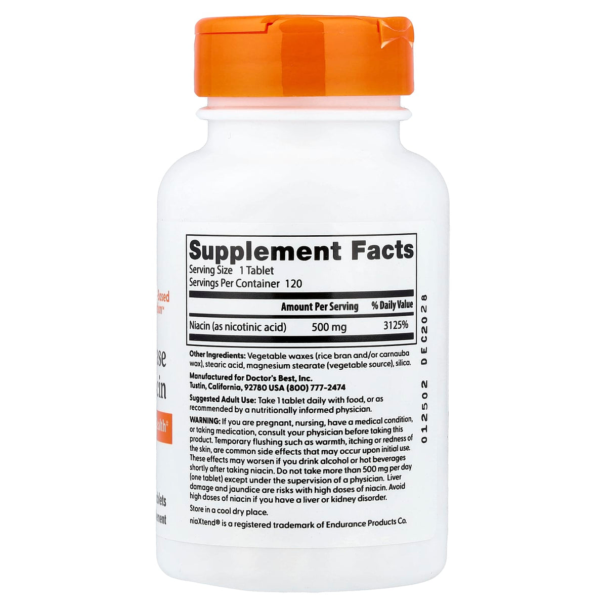 Doctor's Best Slow-Release Niacin 500 mg 120 Tablets