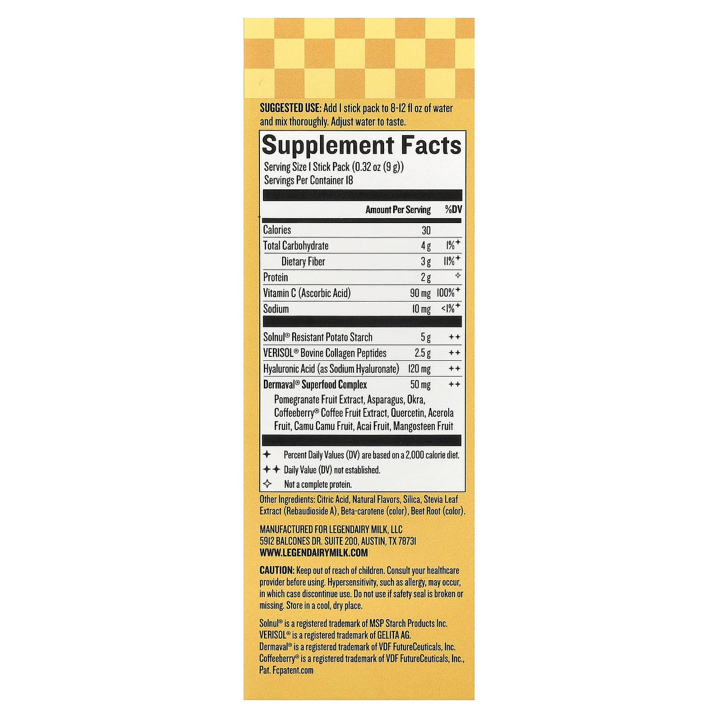 Legendairy Milk, She's Glowing™, Daily Collagen & Fibre Powder, Tropical, 18 Stick Packs, 0.32 oz (9 g) Each