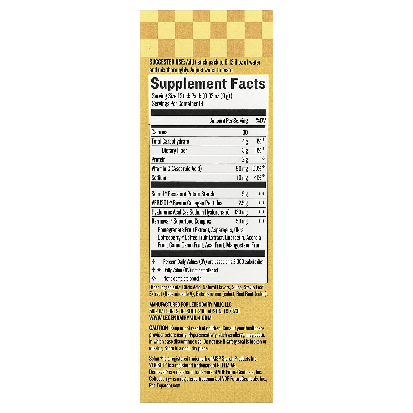 Legendairy Milk, She's Glowing™, Daily Collagen & Fibre Powder, Tropical, 18 Stick Packs, 0.32 oz (9 g) Each