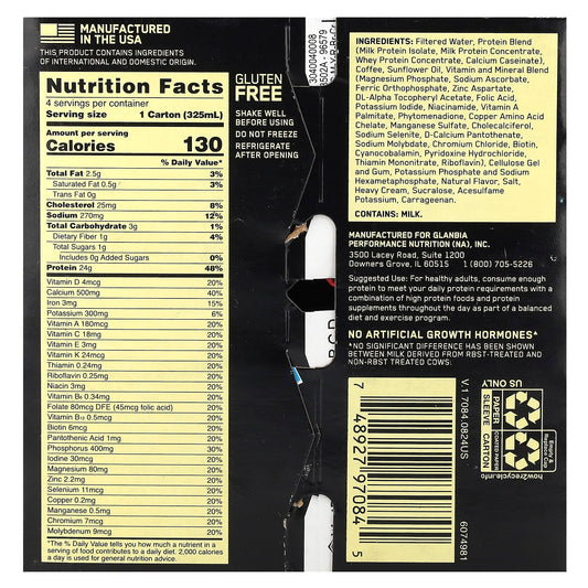 Optimum Nutrition, Gold Standard® Protein Shake, Café Latte, 4 Cartons, 11 fl oz (325 ml) Each