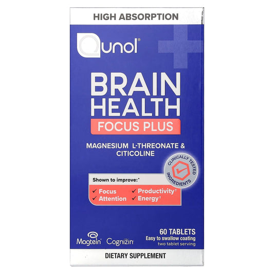 Qunol, Brain Health, Focus Plus, 60 Tablets