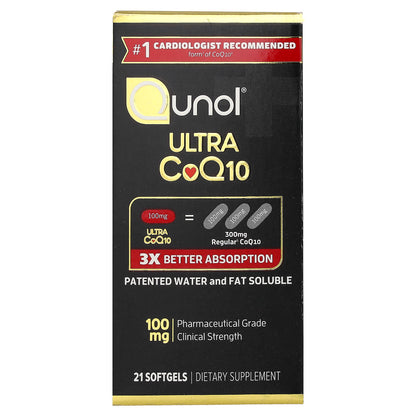 Qunol, Ultra CoQ10, 100 mg, 21 Capsules