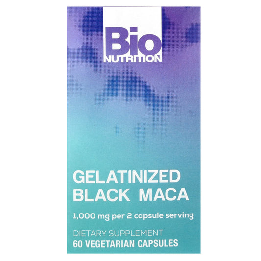 Bio Nutrition, Gelatinised Black Maca, 60 Vegetarian Capsules (500 mg per Capsule)