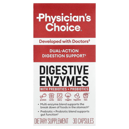 Physician's Choice, Digestive Enzymes With Prebiotic + Probiotics, 30 Capsules