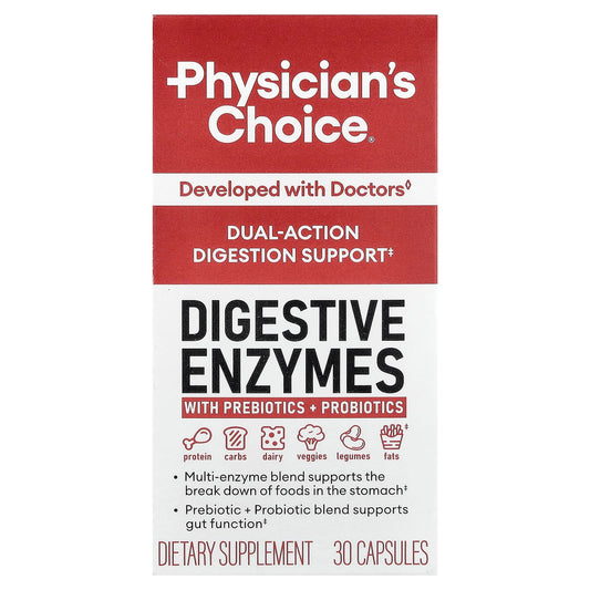 Physician's Choice, Digestive Enzymes With Prebiotic + Probiotics, 30 Capsules