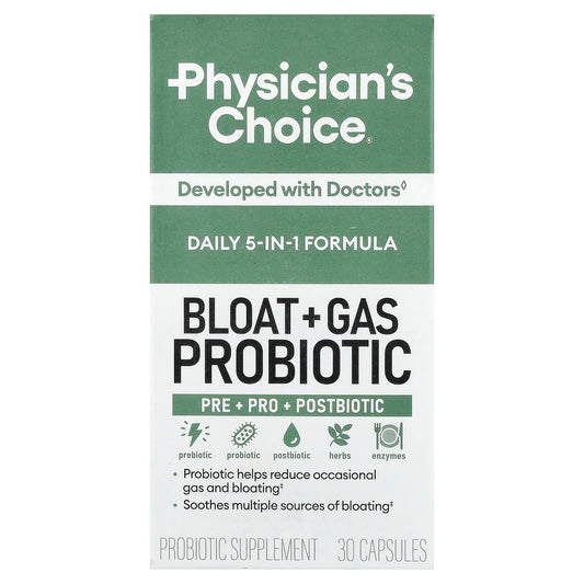 Physician's Choice, Bloat + Gas Probiotic, 30 Capsules
