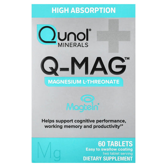 Qunol, Q-MAG™, Magnesium L-Threonate, 60 Tablets (72 mg per Tablet)