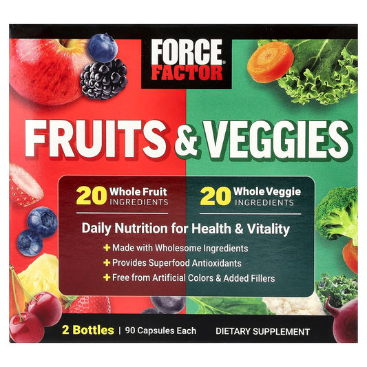 Force Factor, Fruits And Veggies, 2 Bottles, 90 Capsules Each